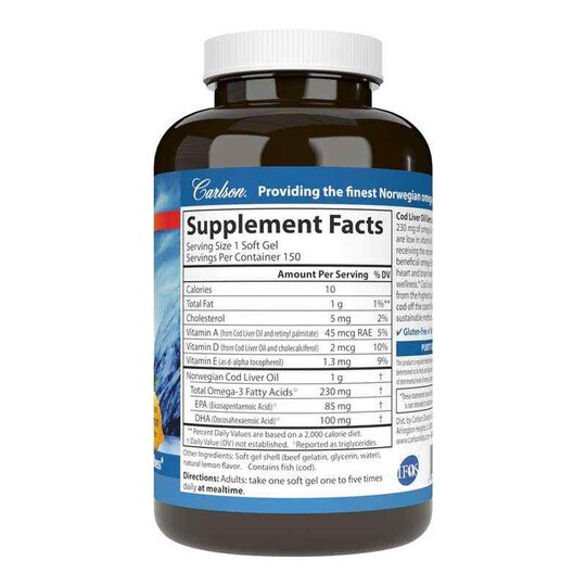 Cod Liver Oil Omega-3s Low Vitamin A Formula with Natur, CL